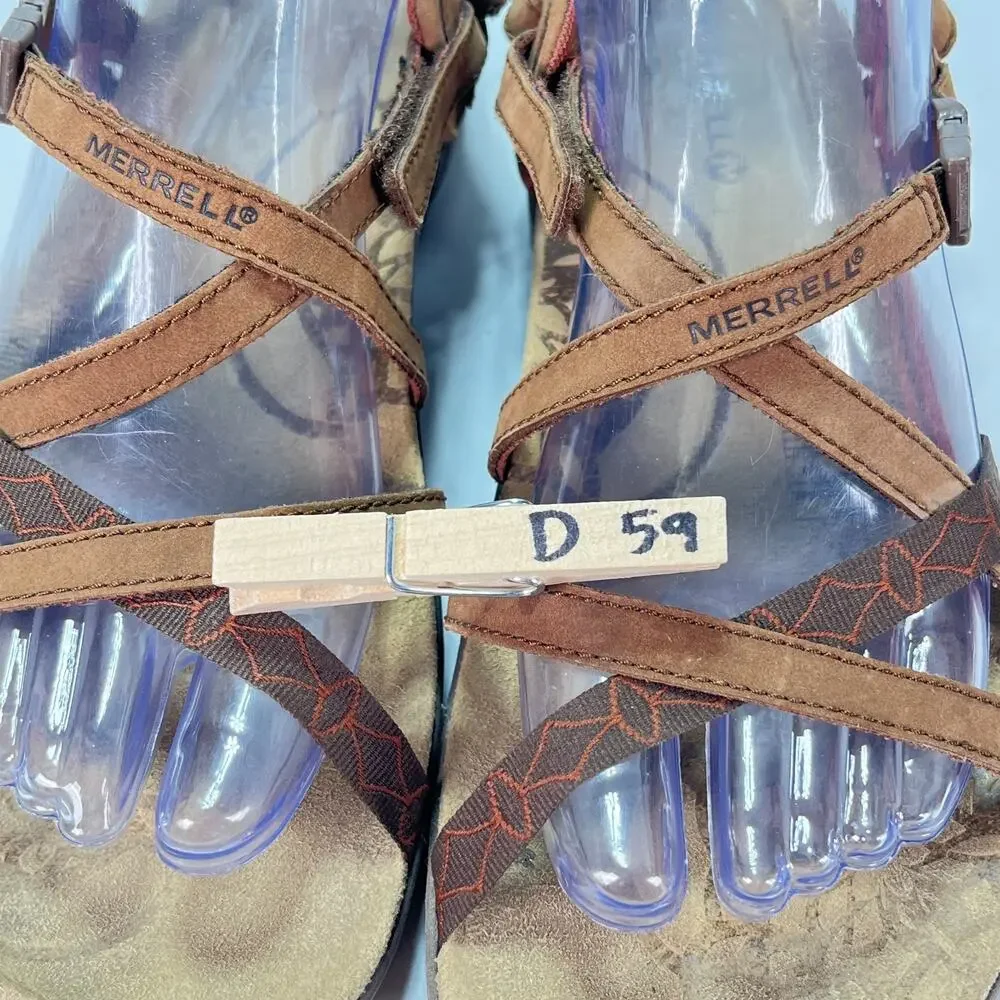 Merrell Jacardia Dark Earth Leather Strappy Sandals Outdoor Women’s Size 9